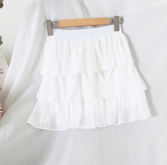Женская юбка с воланами, цвет белый