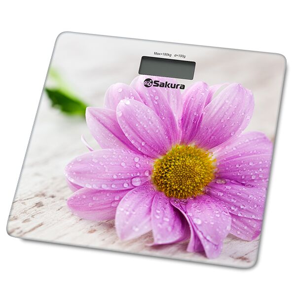 SAKURA Весы бытовые напольные электронные SA-5072GW 180кг герберы