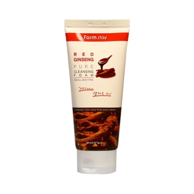 Farm Stay Red Ginseng Pure Cleansing Foam. Анти-возрастная пенка с экстрактом красного женьшеня 180мл.