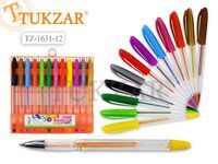 Tukzar Набор гелевых ручек с цветными чернилами с блестками, 12 цветов, пластиковая упаковка, ПРОИЗВОДСТВО-РОССИЯ