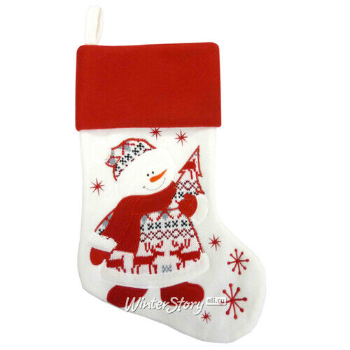 Новогодний носок Скандинавский мотив - Снеговик 45 см (Peha)