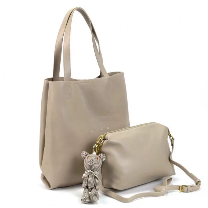 Женская сумка шоппер с косметичкой Лайт Грей