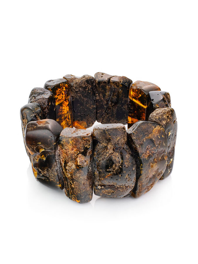 Эффектный браслет для женщин и мужчин из натурального текстурного янтаря «Помпеи»