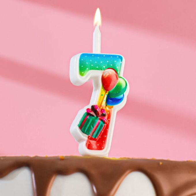 Свеча для торта цифра &quot;Подарок&quot;, 12.2 см, цифра &quot;7&quot;