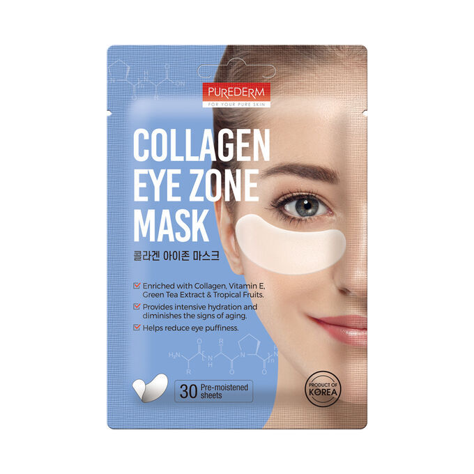 Purederm Коллагеновые патчи под глаза 30шт Collagen Eye Zone Mask