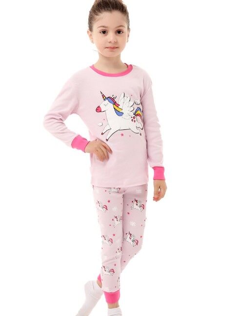 Детская пижама (лонгслив + брюки) с принтом &quot;Единорог&quot;, цвет розовый