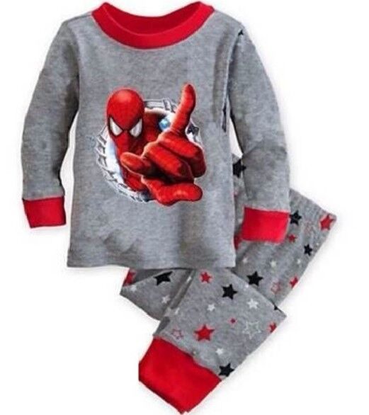 Детская пижама (лонгслив + брюки) с принтом, цвет серый/красный