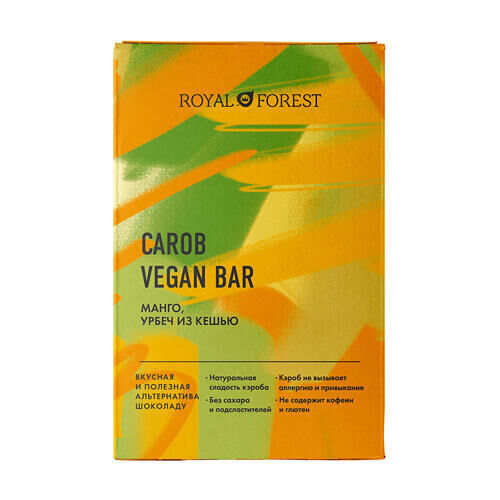 Шоколад &quot;Carob Vegan Bar&quot; Манго, урбеч из кешью Royal Forest