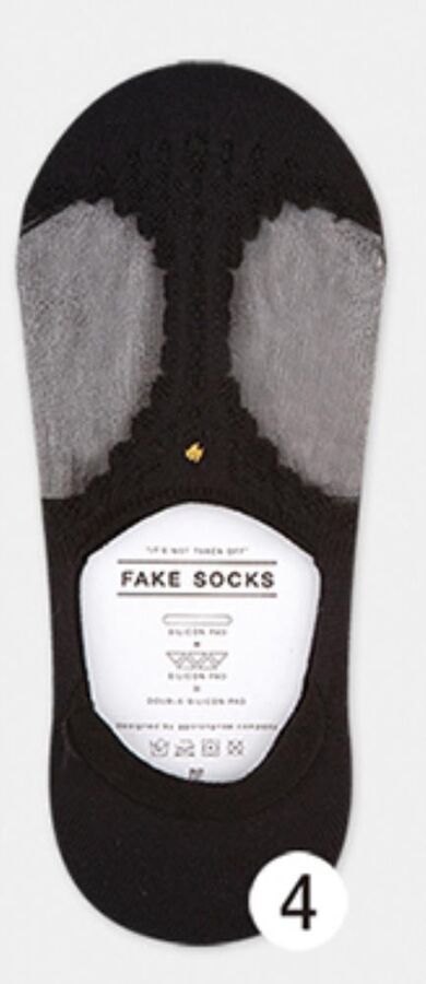 Enjoy The Socks Style GGORANGNAE Носочки женские короткие ЧЕРНЫЕ узор двойной силиконовый фиксатор пятки, 1 пара (35-38р)