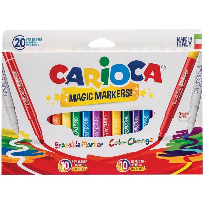 Фломастеры меняющие цвет/стираемые Carioca &quot;Magic Markers&quot;, 18цв+2, 20 шт., картон, европодвес