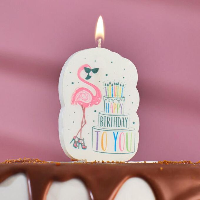 Свеча для торта &quot;Гламурный фламинго&quot;, 5?8.5 см