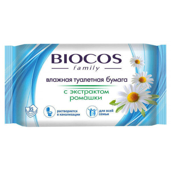 BioCos Влажная туалетная бумага,для всей семьи уп.35 шт