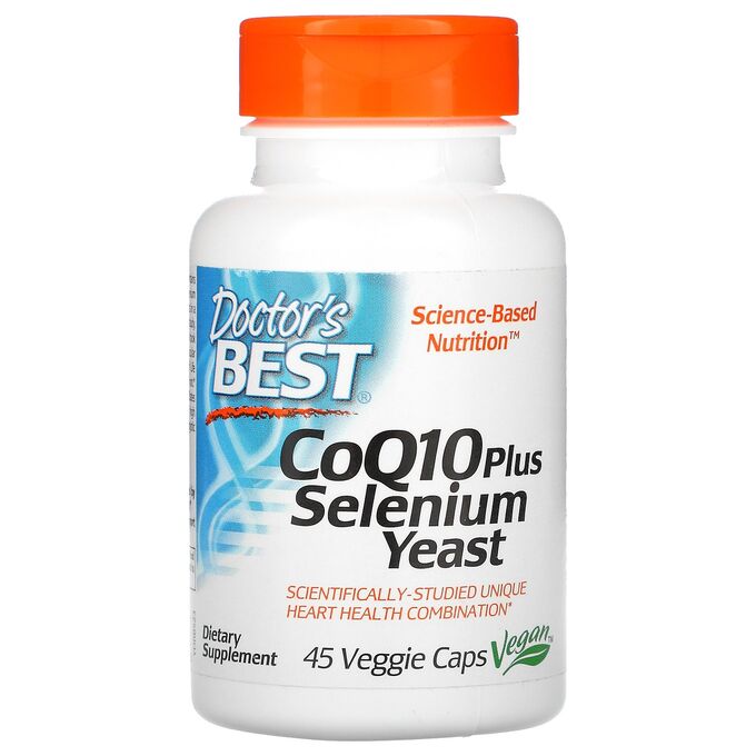 iherb Doctor&#039;s Best, селеновые дрожжи с CoQ10, 45 растительных капсул