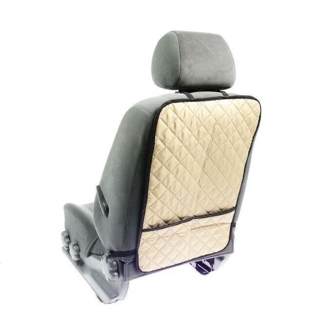 СИМА-ЛЕНД Защитная накидка на переднее сиденье 1 карман, 40x60 см, оксфорд, стеганная, бежевая