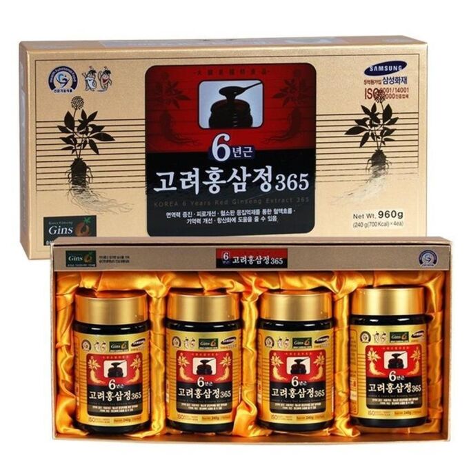 Korean 6Years Root Red Ginseng Gold Extract, Saponin, Panax Красный корейский женшень шестилетней выдержки 240гр*4шт,