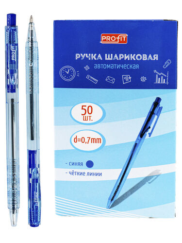 Ручка шариковая автоматическая синяя, d=0,7  тм.Profit