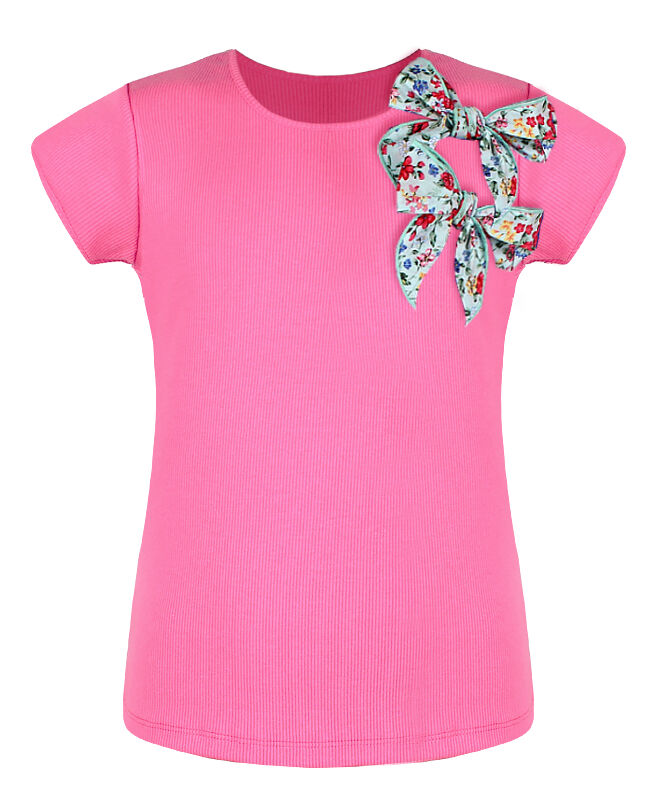 Радуга дети Футболка(блузка) для девочки розового цвета с бантами 79812-ДЛ21