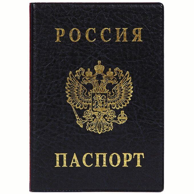 Обложка для паспорта ДПС, ПВХ, тиснение &quot;Герб&quot;, черный