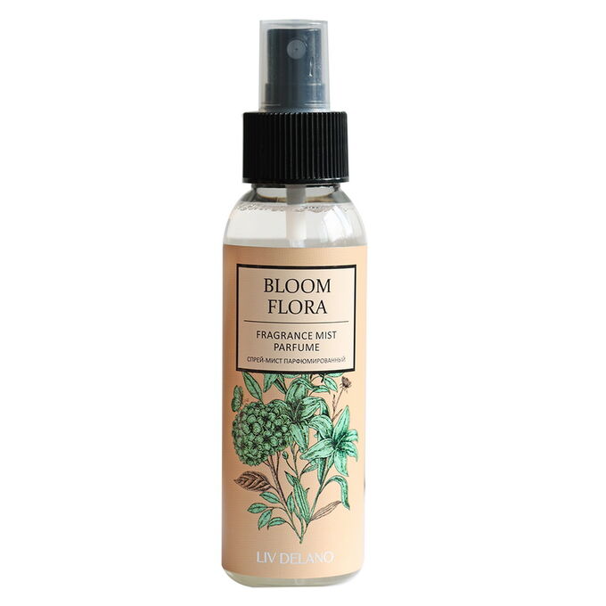 Спрей-мист парфюмированный с ароматом цветов &quot;Bloom Flora&quot; без спирта Liv Delano 100мл.