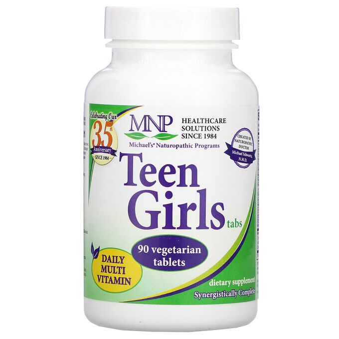 Michael&#039;s Naturopathic, Таблетки для девочек-подростков, ежедневные поливитамины, 90 вегетарианских таблеток