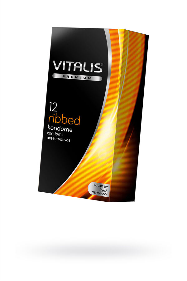 "Андрей" Презервативы Vitalis, premium, ribbed, ребристые, 18 см, 5,2 см, 12 шт.