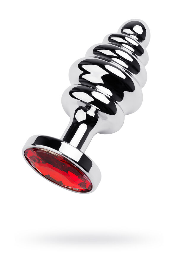 Анальная втулка Metal by TOYFA, металл, серебряная, с красным кристаллом, 9,5 см, ? 4 см, 145 г