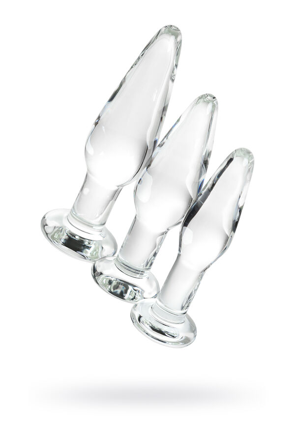 Набор анальных втулок Sexus Glass, стекло, прозрачный, 14/12,5/12 см, ? 4/3,5/3 см