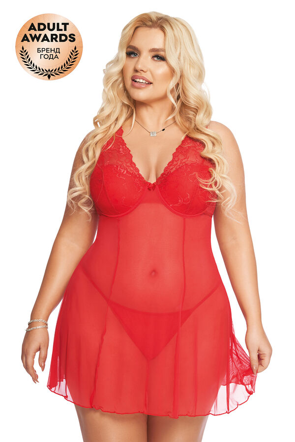 "Андрей" Комбинация и стринги SoftLine Collection Berta, красный, XXXL