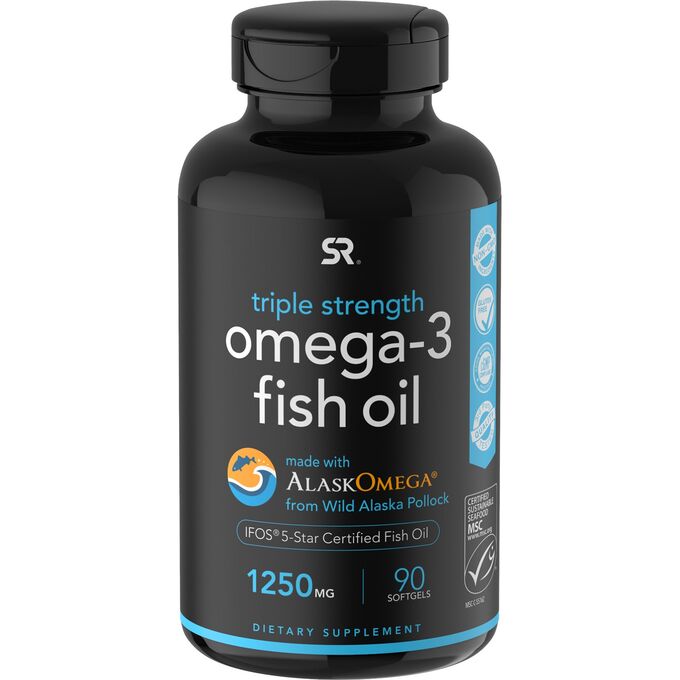 iherb Sports Research, рыбий жир с омега-3, тройная сила, 1250 мг, 90 капсул