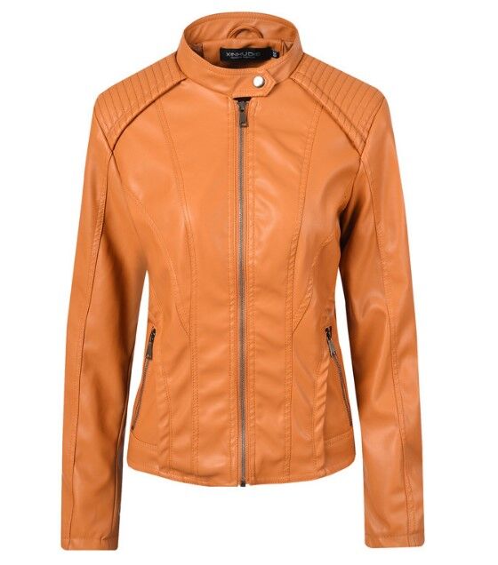 Женская куртка из эко-кожи, цвет светло-коричневый