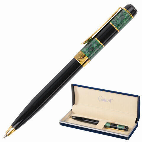 Ручка подарочная шариковая GALANT &quot;Granit Green&quot;, корпус черный с темно-зеленым, золотистые детали, пишущий узел 0,7 мм, синяя, 140393