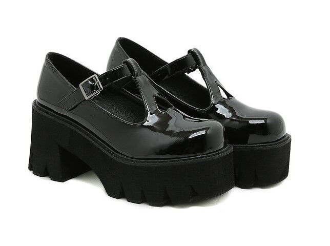 Женские туфли на платформе, цвет черный