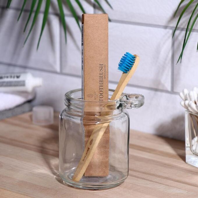 Бамбуковая зубная щётка Biocase, мини, синяя