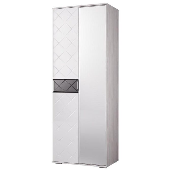 Шкаф для одежды Кимберли 802х510х2176 ясень белый/белый глянец