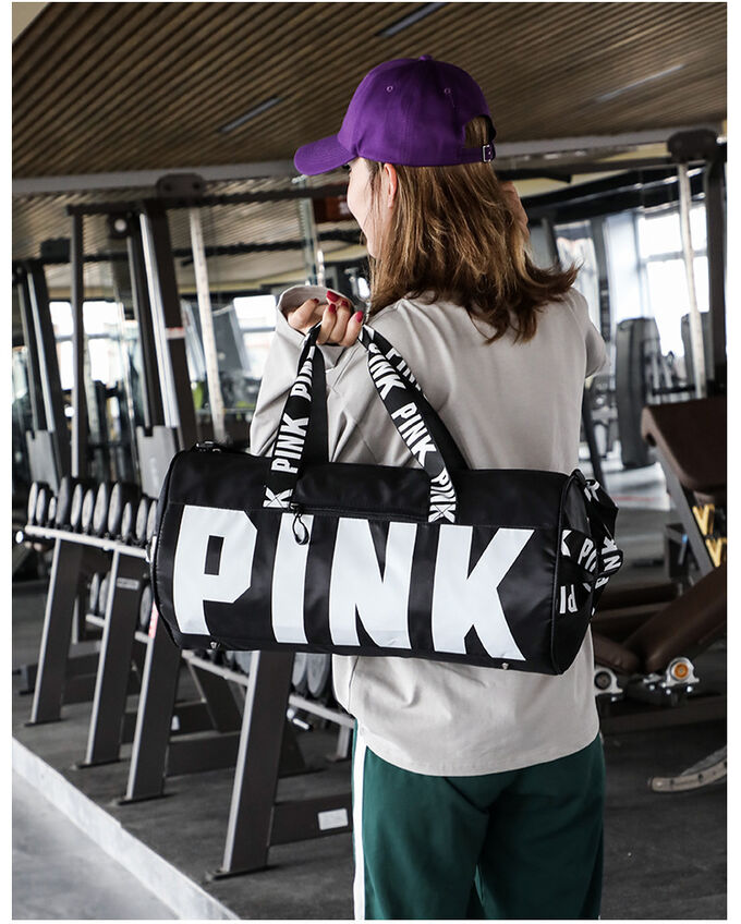 Женская спортивная сумка, надпись &quot;Pink&quot;, цвет черный