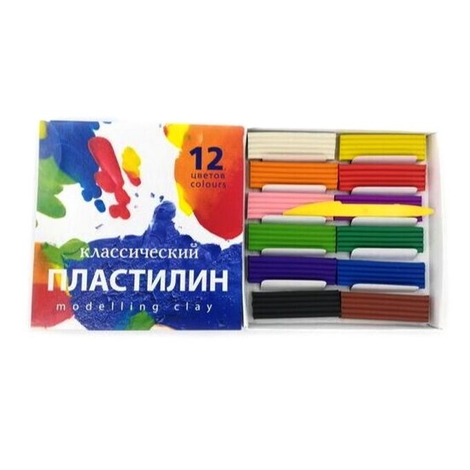 Хозтовары ИП Алейников С.А. Пластилин, 12 цветов