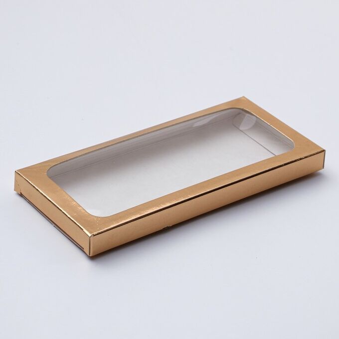 UPAK LAND Подарочная коробка под плитку шоколада, с окном, золотая, 17 х 8 х 1,4 см