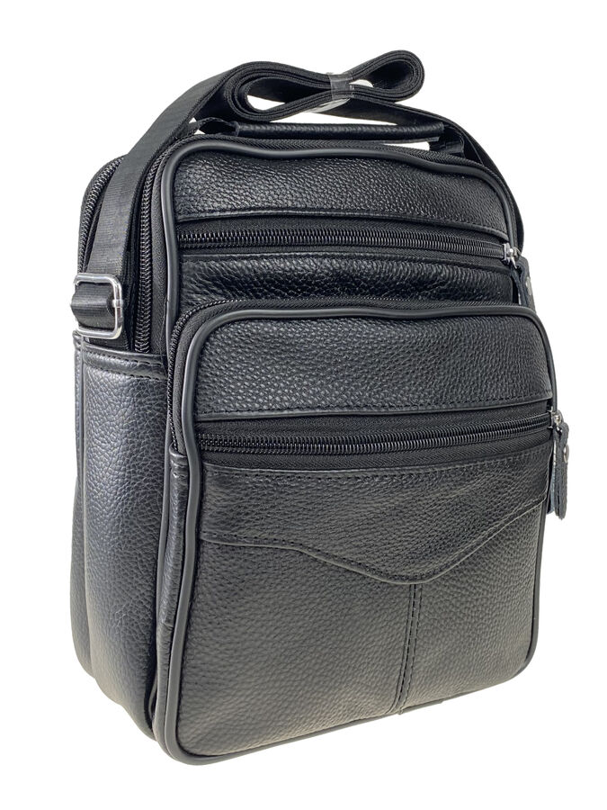 Greta Кожаная мужская сумка через плечо, цвет чёрный