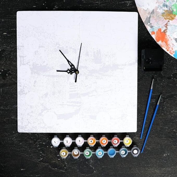 Картина по номерам - часы «Домики», 30х30 см