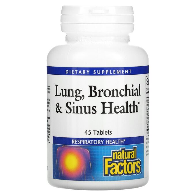 Natural Factors, Здоровье дыхательных путей (Lung, Bronchial &amp; Sinus Health), 45 таблеток