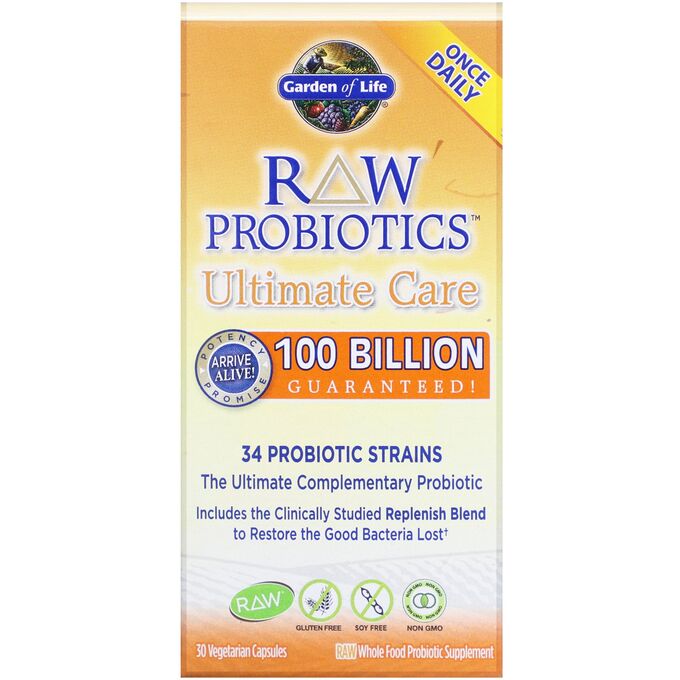 Garden of Life, RAW Probiotics Ultimate Care, 30 вегетарианских капсул