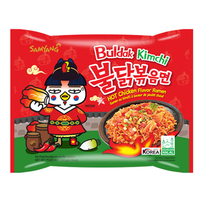 Samyang Лапша б/п со вкусом курицы и кимчи &quot;Hot Chicken Ramen flavor Kimchi&quot; 135г