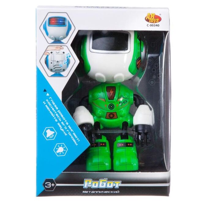 Робот ABtoys металлический, со звуковыми эффектами, зеленый174