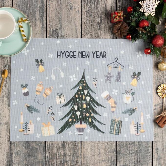 Доляна Новогодняя салфетка на стол Hygge New Year ПВХ, 40х29 см