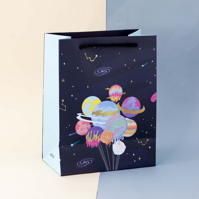 Подарочный пакет (L) &quot;Sweet space&quot; Many planets