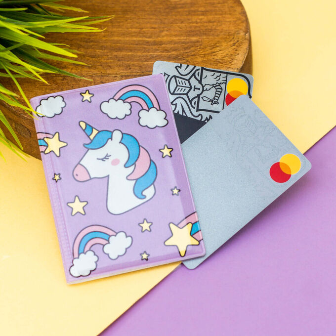 Держатель для карт-книжка &quot;Unicorn head purple&quot; (7 х 10 см)