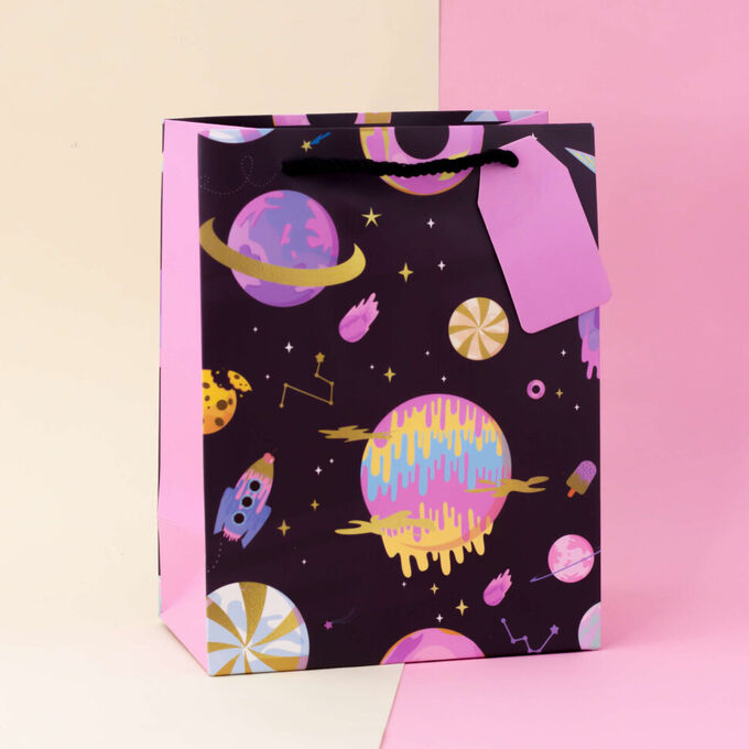 Подарочный пакет (S) &quot;Sweet space&quot; Planets, rockets