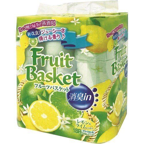 Бумага туалетная Marutomi &quot;Fruit Basket&quot; лимон-лайм 2-х слойная, 27,5м х 0,114м,18 рул/уп