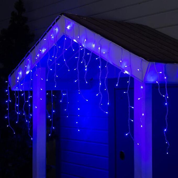 Luazon Lighting Гирлянда «Бахрома» 3 ? 0.6 м, IP44, УМС, белая нить, 160 LED, свечение синее, 220 В