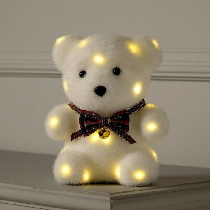 Luazon Lighting Фигура световая &quot;Медведь с бантиком&quot;, 20х12х7 см, фиксинг, от батареек, Т/БЕЛЫЙ